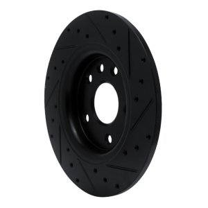 Chrysler Grand Caravan Brake Rotor (1) - Rear Left - R1 Concepts - Drilled & Slotted - Black - `17-`25